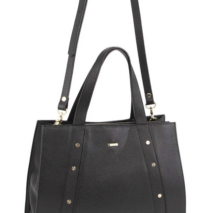 Morrissey Womens Italian Structured Leather Bag Tote Handbag Ladies - Black