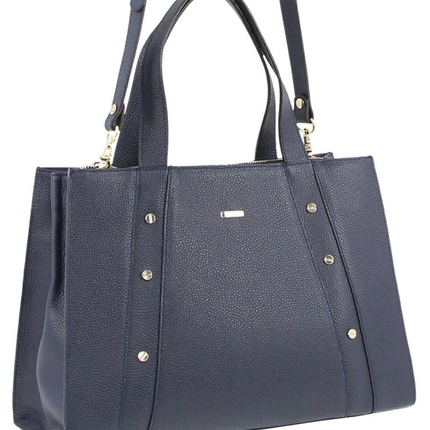 Morrissey Italian Womens Structured Leather Bag Tote Handbag Messenger - Navy