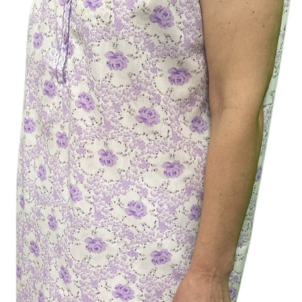 Womens 100% Cotton Sleeveless Nightie Gown Night Dress Pyjamas PJ Pajamas Sleep - Lilac - 14