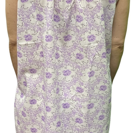 Womens 100% Cotton Sleeveless Nightie Gown Night Dress Pyjamas PJ Pajamas Sleep - Lilac - 16