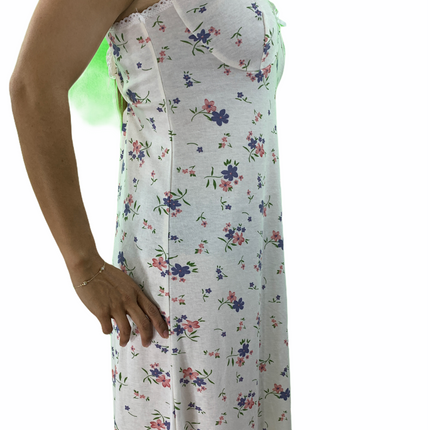 Womens Ladies Cotton Nightie Night Gown Slip Petticoat PJs Sleepwear Dress - Pink - 18