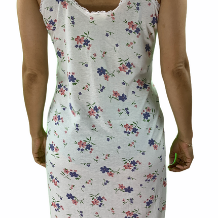 Womens Ladies Cotton Nightie Night Gown Slip Petticoat PJs Sleepwear Dress - Pink - 18