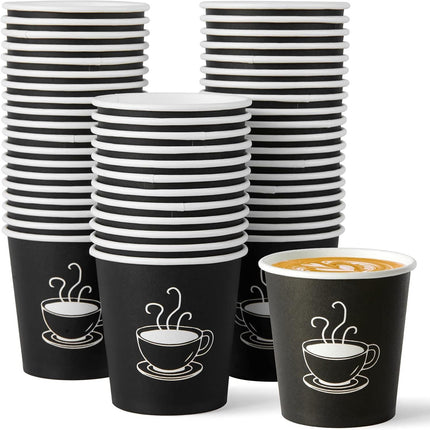 2880x Premium Paper Small Coffee Cups 2.5oz for Espresso Macchiato Piccolo Short Black - Black