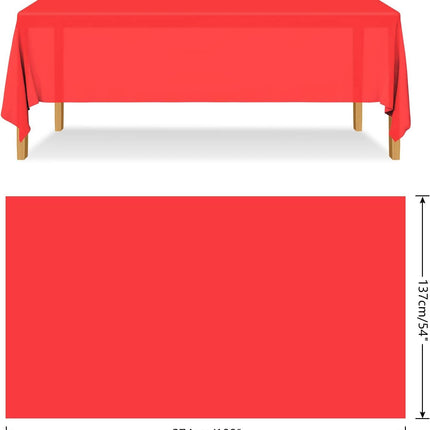 Table Cloth Cover Reusable & Washable Xmas Party 137cm x 274cm (54"x108") in Red