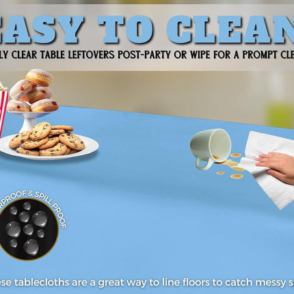 Table Cloth Cover Reusable & Washable Xmas Party 137cm x 274cm (54"x108") in Sky Blue