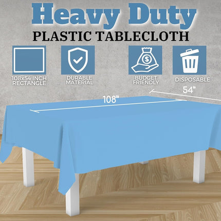 Table Cloth Cover Reusable & Washable Xmas Party 137cm x 274cm (54"x108") in Sky Blue