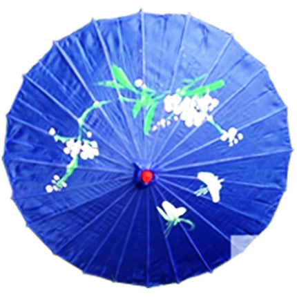 PARASOL UMBRELLA Chinese Japanese Bamboo Flower Pattern Fabric 80cm Diameter - Blue
