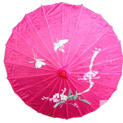 PARASOL UMBRELLA Chinese Japanese Bamboo Flower Pattern Fabric 80cm Diameter - Hot Pink
