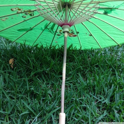 PARASOL UMBRELLA Chinese Japanese Bamboo Flower Pattern Fabric 80cm Diameter - Light Green