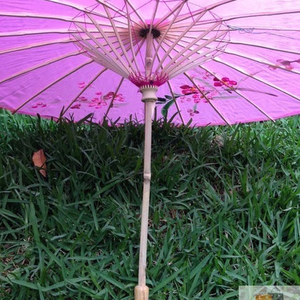 PARASOL UMBRELLA Chinese Japanese Bamboo Flower Pattern Fabric 80cm Diameter - Light Pink