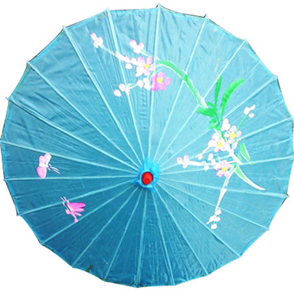 PARASOL UMBRELLA Chinese Japanese Bamboo Flower Pattern Fabric 80cm Diameter - Sky Blue