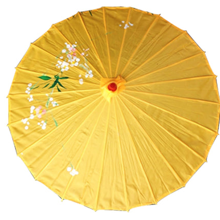 PARASOL UMBRELLA Chinese Japanese Bamboo Flower Pattern Fabric 80cm Diameter - Yellow