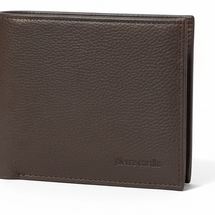 Pierre Cardin Mens Leather Tri Fold Wallet w/ RFID Protection - Brown