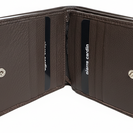 Pierre Cardin Mens Leather Tri Fold Wallet w/ RFID Protection - Brown