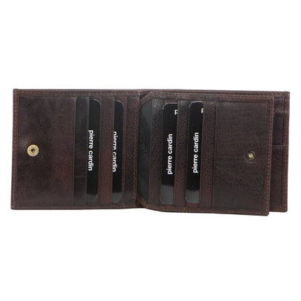 Pierre Cardin Mens Leather Tri Fold Wallet w/ RFID Protection - Brown