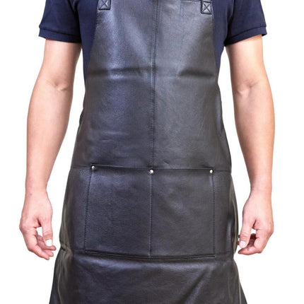 Pierre Cardin Professional Leather Apron Butcher Woodwork Hairdressing Barber Chef - Black