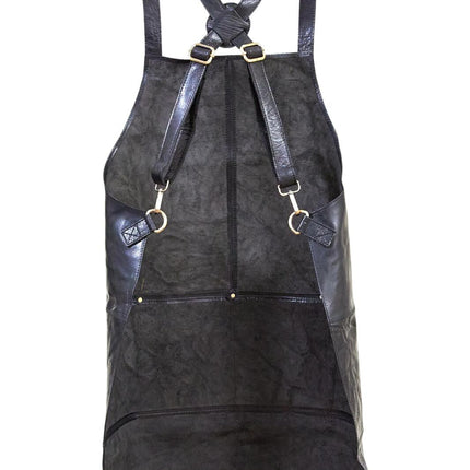 Pierre Cardin Professional Leather Apron Butcher Woodwork Hairdressing Barber Chef - Black