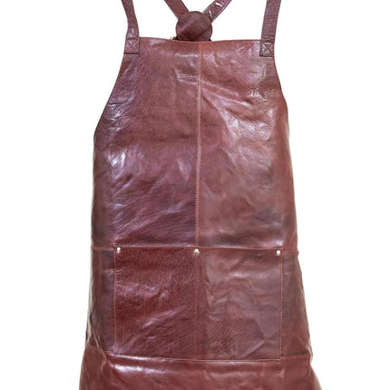 Pierre Cardin Professional Leather Apron Butcher Woodwork Hairdressing Barber Chef - Chestnut
