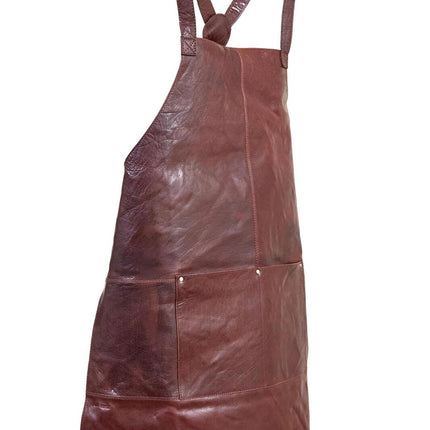 Pierre Cardin Professional Leather Apron Butcher Woodwork Hairdressing Barber Chef - Chestnut