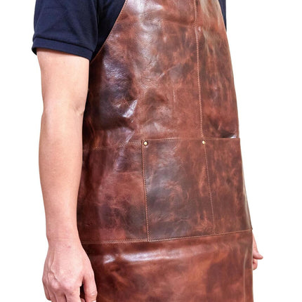 Pierre Cardin Professional Leather Apron Butcher Woodwork Hairdressing Barber Chef - Cognac