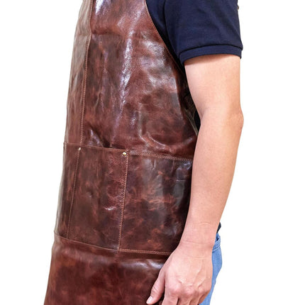 Pierre Cardin Professional Leather Apron Butcher Woodwork Hairdressing Barber Chef - Cognac