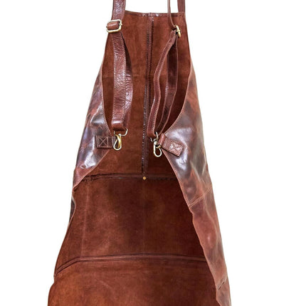 Pierre Cardin Professional Leather Apron Butcher Woodwork Hairdressing Barber Chef - Cognac