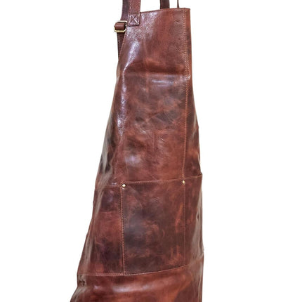 Pierre Cardin Professional Leather Apron Butcher Woodwork Hairdressing Barber Chef - Cognac