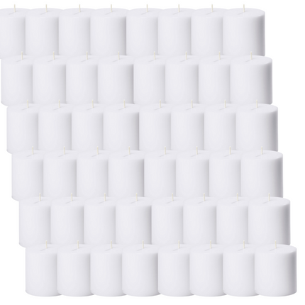 48x Premium Church Candle Pillar Candles White Unscented Lead Free 36Hrs - 7*7cm