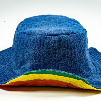 Rainbow Terry Towelling Bucket Hat Gay Lesbian Mardi Gras Party Cap LGBT - Reversible - X-Large (60cm)