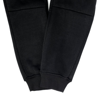 Mens Skinny Track Pants Joggers Trousers Gym Casual Sweat Cuffed Slim Trackies Fleece - Black - XL