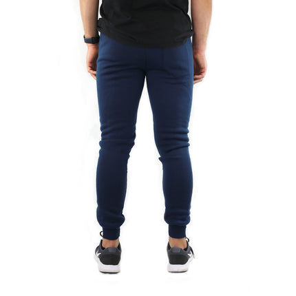 Mens Skinny Track Pants Joggers Trousers Gym Casual Sweat Cuffed Slim Trackies Fleece - Navy - 3XL