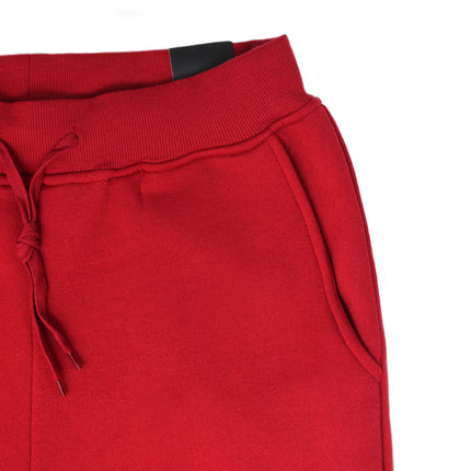 Mens Skinny Track Pants Joggers Trousers Gym Casual Sweat Cuffed Slim Trackies Fleece - Red - 3XL