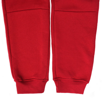 Mens Skinny Track Pants Joggers Trousers Gym Casual Sweat Cuffed Slim Trackies Fleece - Red - 3XL