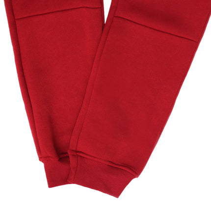 Mens Skinny Track Pants Joggers Trousers Gym Casual Sweat Cuffed Slim Trackies Fleece - Red - 3XL
