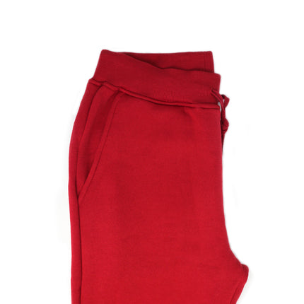 Mens Skinny Track Pants Joggers Trousers Gym Casual Sweat Cuffed Slim Trackies Fleece - Red - 3XL