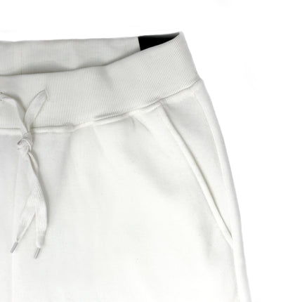 Mens Skinny Track Pants Joggers Trousers Gym Casual Sweat Cuffed Slim Trackies Fleece - White - L