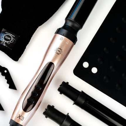H2D X3 Professional Curling Wand Ceramic Curler Roller - Rose Gold