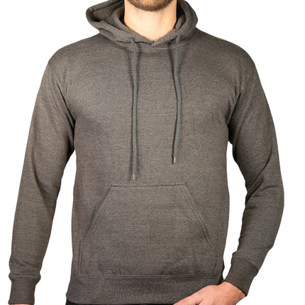 Adult Mens 100% Cotton Fleece Hoodie Jumper Pullover Sweater Warm Sweatshirt - Charcoal Grey - L