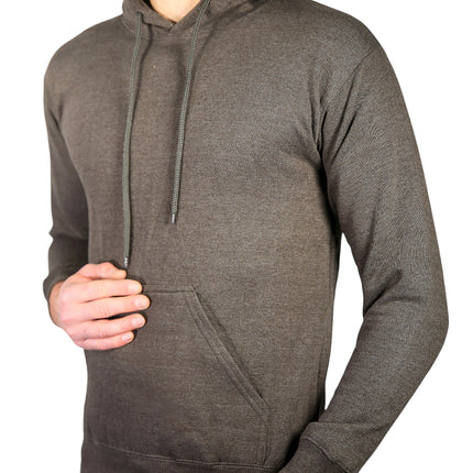 Adult Mens 100% Cotton Fleece Hoodie Jumper Pullover Sweater Warm Sweatshirt - Charcoal Grey - M