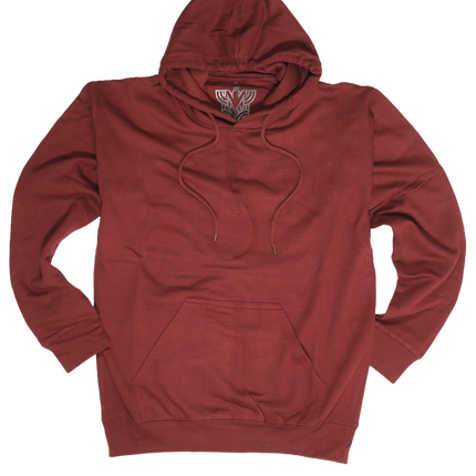 Adult Mens 100% Cotton Fleece Hoodie Jumper Pullover Sweater Warm Sweatshirt - Maroon/Burgundy - S