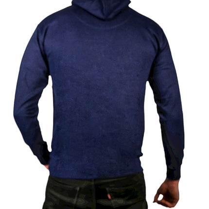 Adult Mens 100% Cotton Fleece Hoodie Jumper Pullover Sweater Warm Sweatshirt - Navy - M