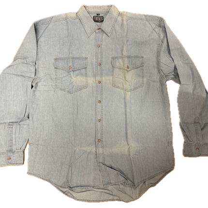 Denim Long Sleeve Jean Shirt Buttoned Front Casual Soft Top 100% COTTON - XL