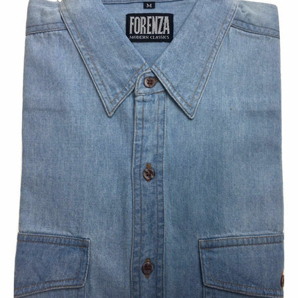 Denim Long Sleeve Jean Shirt Buttoned Front Casual Soft Top 100% COTTON - XL