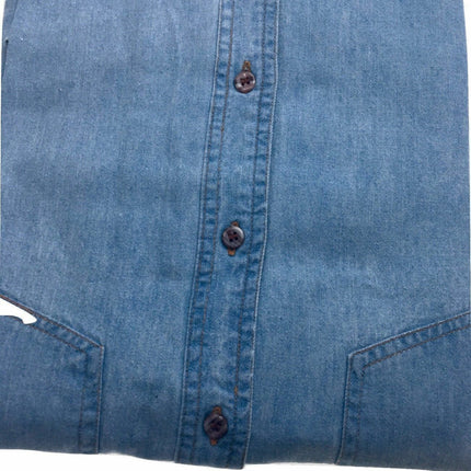 Denim Long Sleeve Jean Shirt Buttoned Front Casual Soft Top 100% COTTON - XL