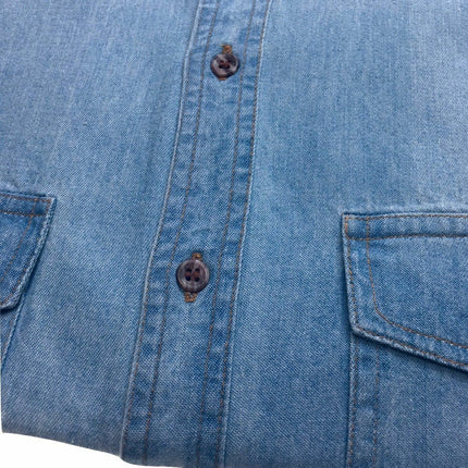 Denim Long Sleeve Jean Shirt Buttoned Front Casual Soft Top 100% COTTON - XL
