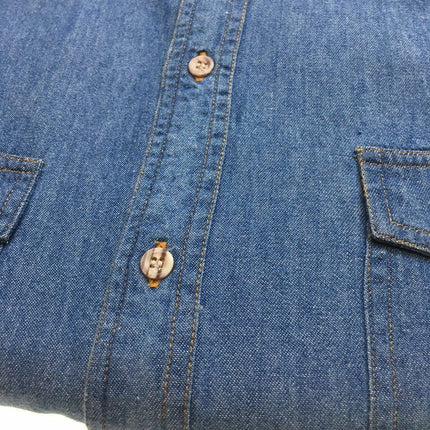 Denim Long Sleeve Jean Shirt Buttoned Front Casual Soft Top 100% COTTON - XL