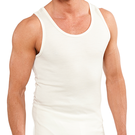 Mens THERMAL Merino Wool Blend Singlet Top Sleeveless Warm Underwear - Natural - XX-Large