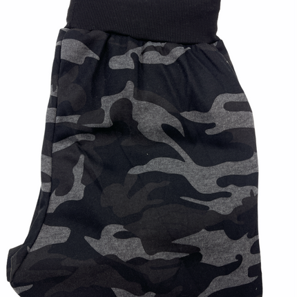 Mens Camouflage Track Pants Fleece Lined Jogger Camo Sweatpants Trackies - Black/Grey - Small/Medium (28""-32"")
