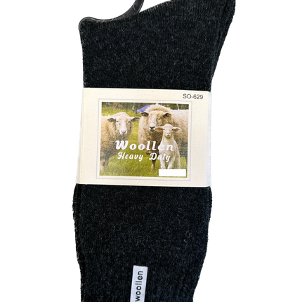 1 Pair Premium Mens Wool Heavy Duty Thick Work Socks Cushion Woolen - Black - 7-11