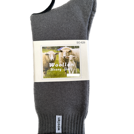 1 Pair Premium Mens Wool Heavy Duty Thick Work Socks Cushion Woolen - Grey - 7-11